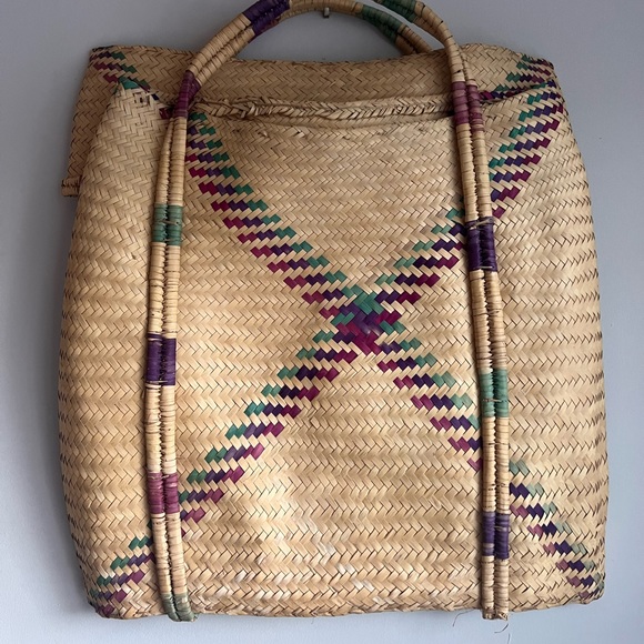 1950’s Hand Woven African Beach Basket Bag - Picture 4 of 5
